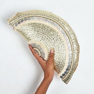 Boho oversized embellished jute clutch